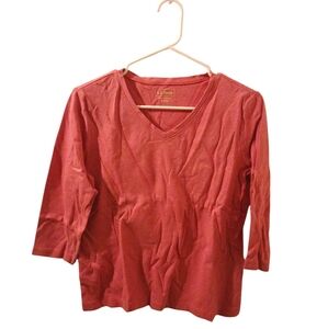 •L.L.Bean V-Neck 3/4 Sleeve Top Women Size Small Shirt